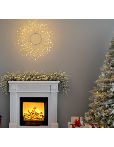 LUCI DI NATALE: vendita online Corona di Natale Tiglio Bianco ø60cm, 260 MicroLED Bianco Caldo, FlashLED Diamond, Appendibile... 2