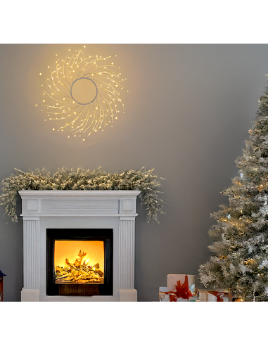 LUCI DI NATALE: vendita online Corona di Natale Tiglio Bianco ø60cm, 260 MicroLED Bianco Caldo, FlashLED Diamond, Appendibile...