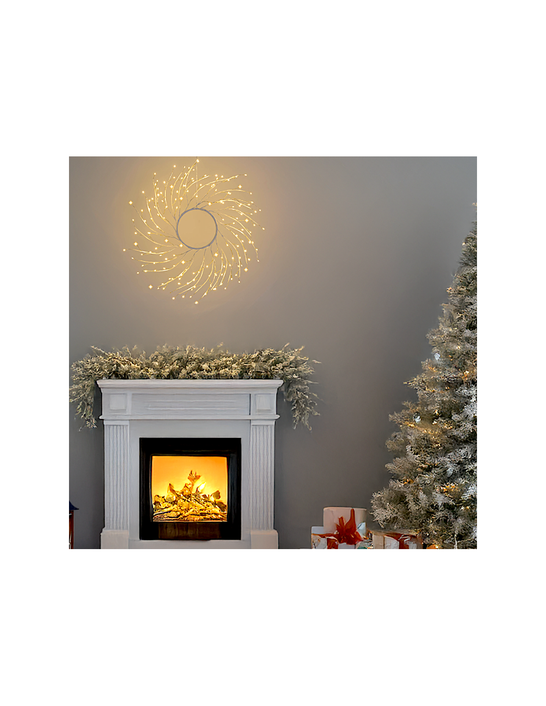 LUCI DI NATALE: vendita online Corona di Natale Tiglio Bianco ø60cm, 260 MicroLED Bianco Caldo, FlashLED Diamond, Appendibile...