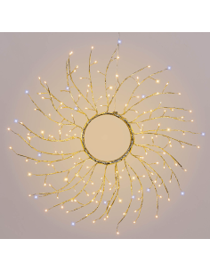 LUCI DI NATALE: vendita online Corona di Natale Tiglio Champagne ø45cm, 160 MicroLED Bianco Caldo e Bianco, FlashLED Diamond,...