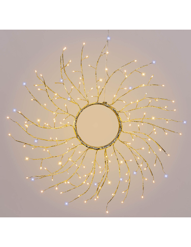 LUCI DI NATALE: vendita online Corona di Natale Tiglio Champagne ø45cm, 160 MicroLED Bianco Caldo e Bianco, FlashLED Diamond,...