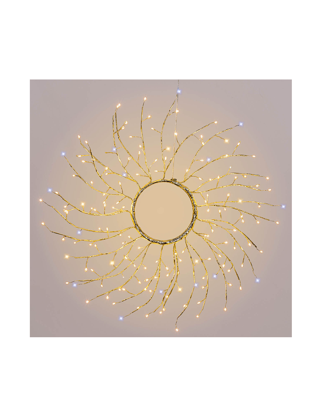 LUCI DI NATALE: vendita online Corona di Natale Tiglio Champagne ø45cm, 160 MicroLED Bianco Caldo e Bianco, FlashLED Diamond,...