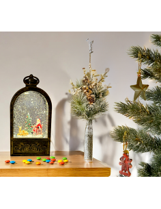 LUCI DI NATALE: vendita online Lanterna di Natale Arc Brunita Glitter LED H24cm, LED Bianco Caldo, Musica Natalizia, Batteria... 2