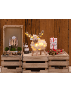 LUCI DI NATALE: vendita online Pecorenna di Natale H23cm, 32 MicroLED Dual Color Bianco Caldo e Multi, 8 Giochi di Luce, Time... 2