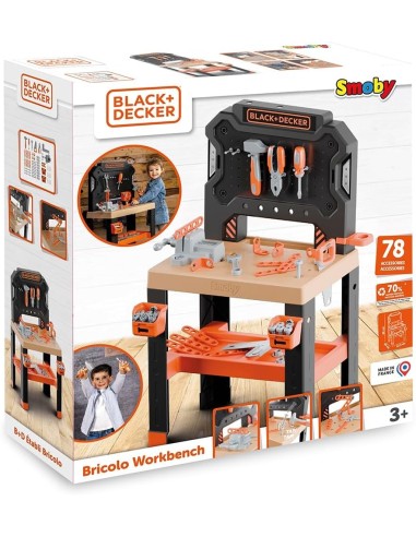 Smoby Black+Decker Banco da Lavoro Bricolo 78 Accessori 7 Utensili 3+ | Shop in Casa