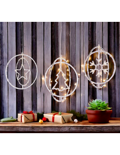 LUCI DI NATALE: vendita online Decorazione di Natale ø32cm PGS Crystal, Mix3 Soggetti Stella Fiocco Albero, MicroLED Bianco C... 2