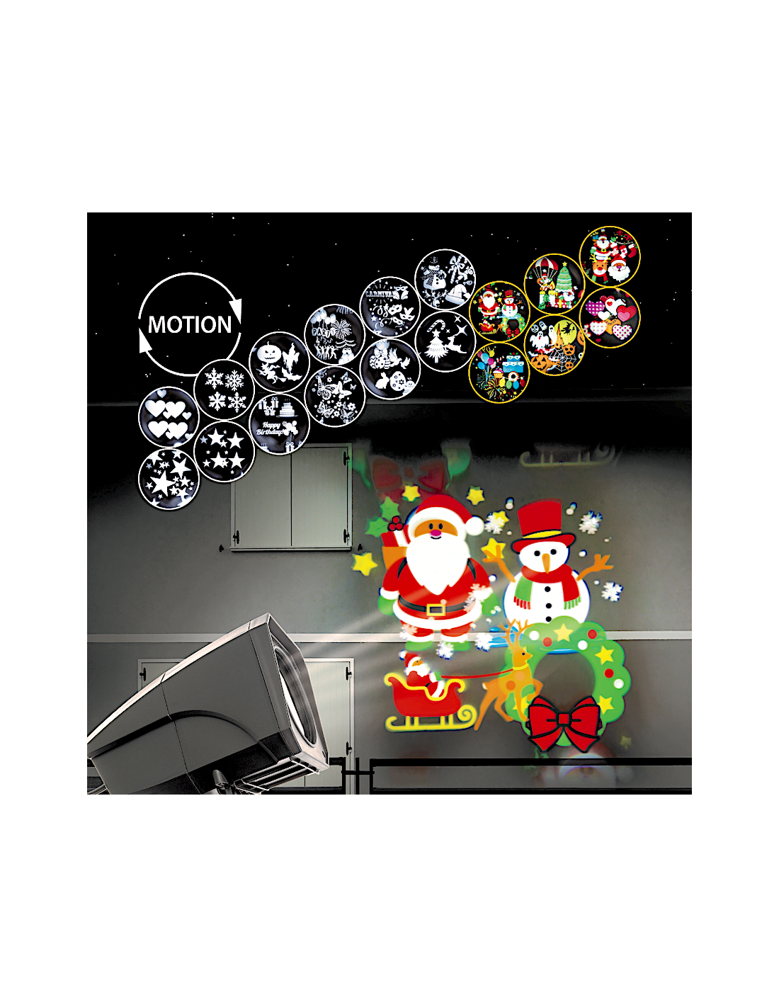 LUCI DI NATALE: vendita online Proiettore Garden LED Oscar, 12 Soggetti Intercambiabili, Effetto Rotante, 4x3W LED Bianco, Es...