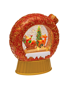 LUCI DI NATALE: vendita online Sfera di Natale Piatta Glitter LED H20cm, Rosso Antico Oro, Effetto Acqua in Movimento, Musica...