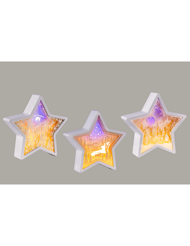LUCI DI NATALE: vendita online Decorazione di Natale Papercut Silhouette Stella 23cm, Mix3 Modelli, LED Bianco Caldo e Blu Ef...