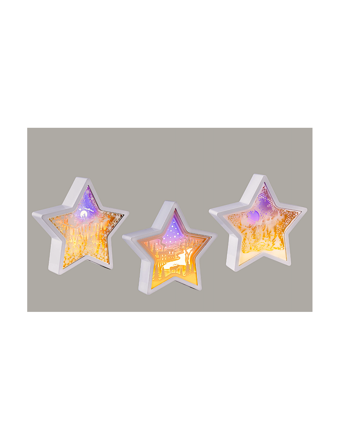 LUCI DI NATALE: vendita online Decorazione di Natale Papercut Silhouette Stella 23cm, Mix3 Modelli, LED Bianco Caldo e Blu Ef...