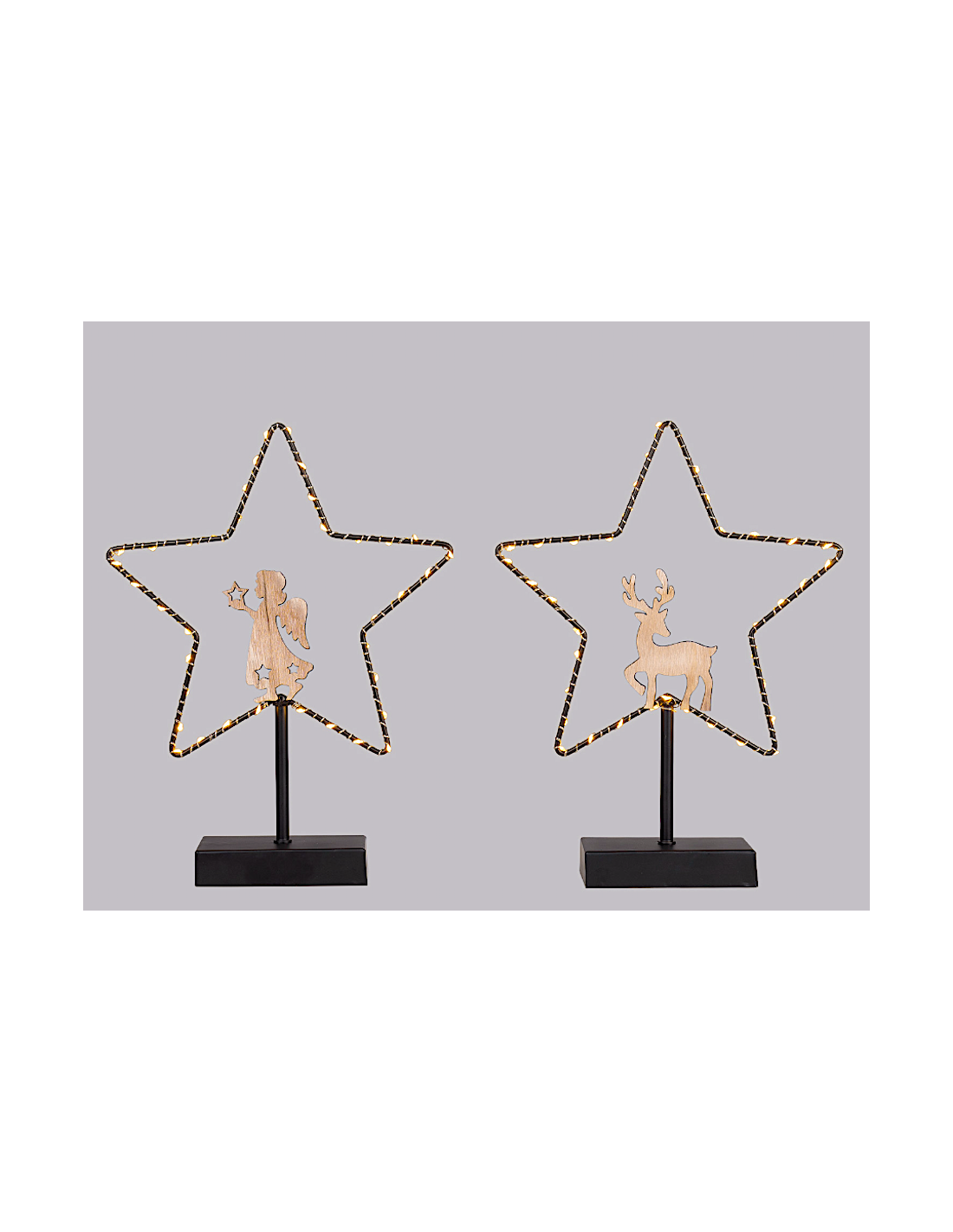 LUCI DI NATALE: vendita online Stella di Natale MPK con Base H32cm, Mix2 Modelli Angelo o Renna, MicroLED Bianco Caldo, Timer...