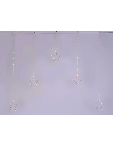 LUCI DI NATALE: vendita online Window Light di Natale 5 Stelle PSG 100x95cm, 79 MicroLED Bianco Caldo, Timer 8h, Batteria, Pl...