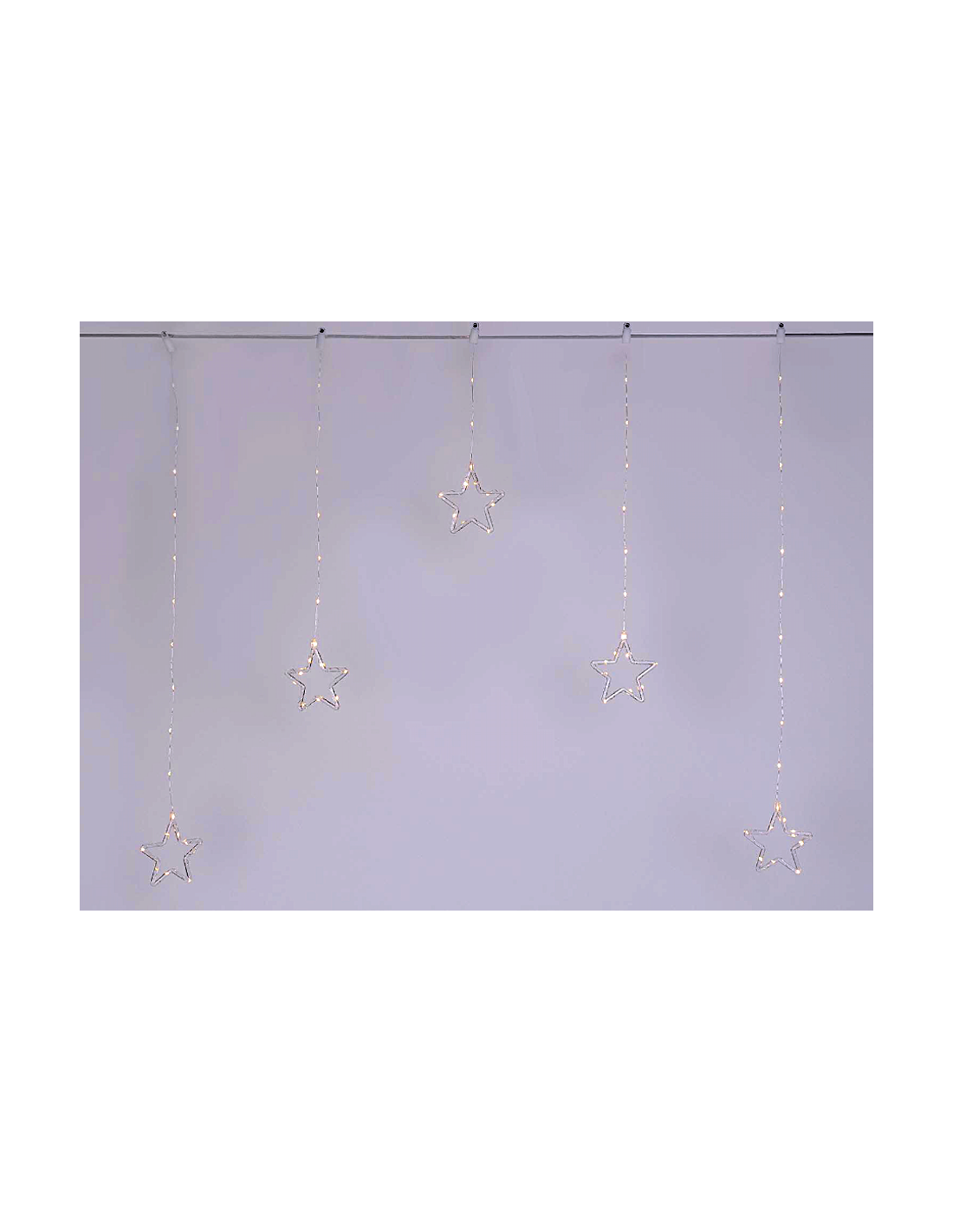 LUCI DI NATALE: vendita online Window Light di Natale 5 Stelle PSG 100x95cm, 79 MicroLED Bianco Caldo, Timer 8h, Batteria, Pl...