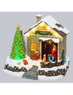 VILLAGGIO 76693 CASA DI BABBO NATALE CON ALBERO ROTANTE