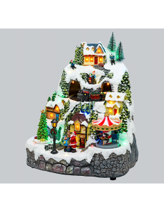 VILLAGGIO 76860 PAESAGGIO INNEVATO TRENINO ALBERO E BABBO NATALE