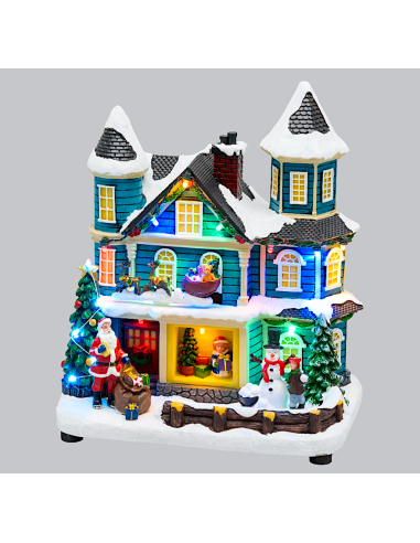 GIOSTRINE E VILLAGGI: vendita online Villaggio di Natale Casa con Scena Natalizia 20x23cm, Musica Natalizia in offerta