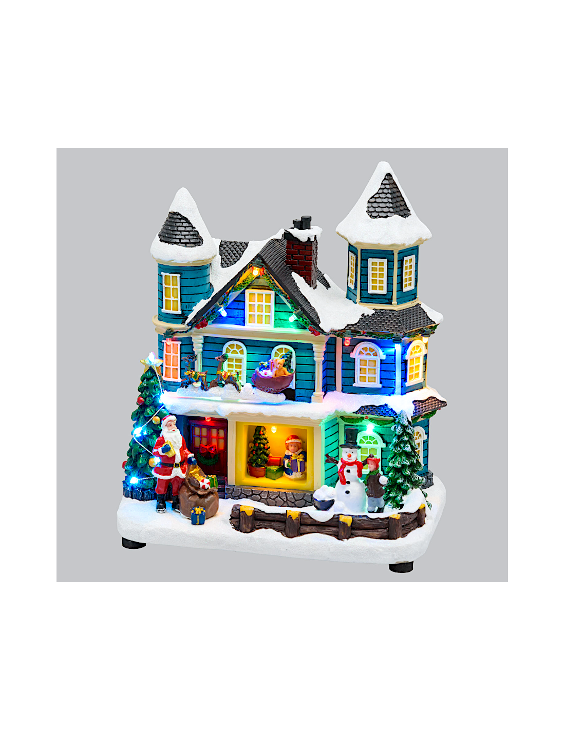 GIOSTRINE E VILLAGGI: vendita online Villaggio di Natale Casa con Scena Natalizia 20x23cm, Musica Natalizia in offerta