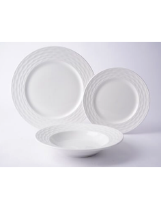 Servizio piatti 12 pezzi Paloma bianco in porcellana | shopincasa.it
