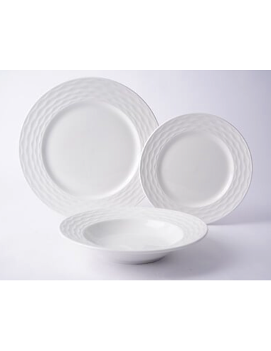 Servizio piatti 12 pezzi Paloma bianco in porcellana | shopincasa.it
