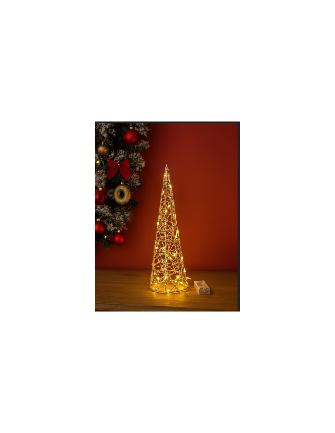 OGGETTISTICA NATALE: vendita online Albero di Natale Cono Oro Metallo 12x40cm con 20 Luci a Batteria, Decorazioni Natalizie, ...
