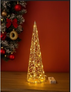 OGGETTISTICA NATALE: vendita online Albero di Natale Cono Oro Metallo 20x80cm con 40 Luci a Batteria, Decorazioni Natalizie, ... 2