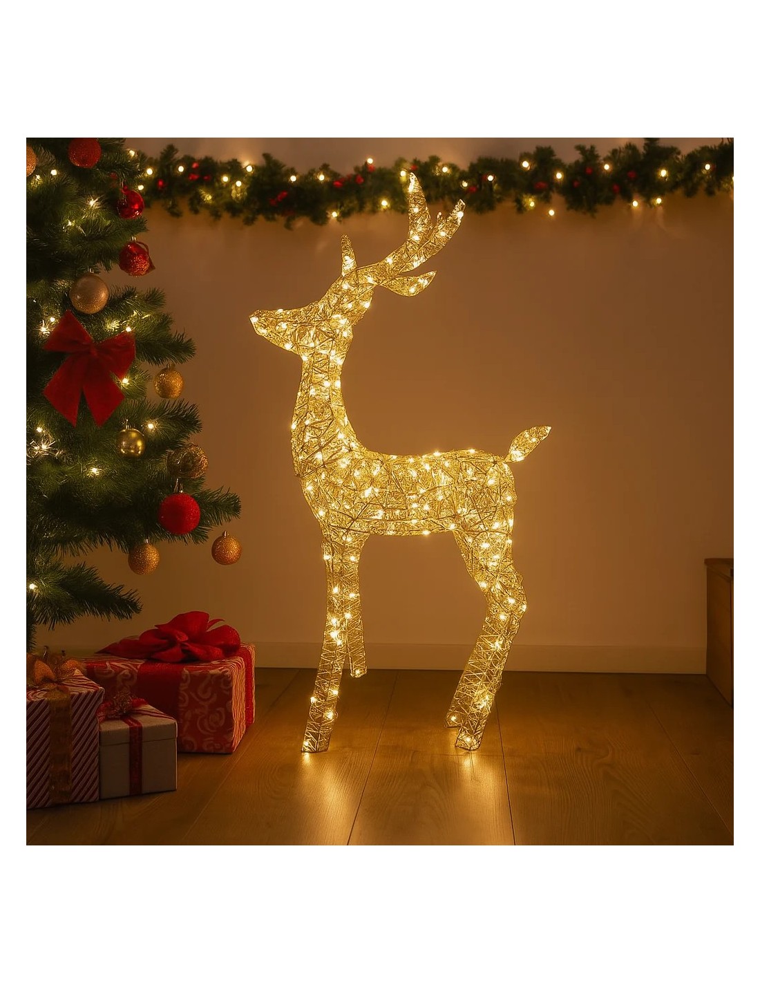 OGGETTISTICA NATALE: vendita online Renna di Natale Oro Metallo 25,5x10x38cm con 30 Luci, Decorazioni Natalizie, Addobbi, La ...