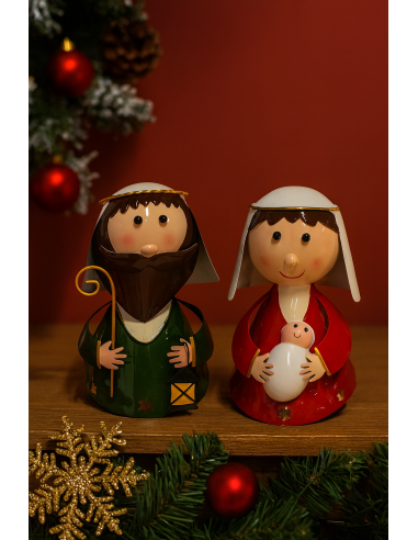 OGGETTISTICA NATALE: vendita online Natività di Natale 2pz Latta 17cm, Presepe Natalizio, Statuine Decorative, La magia di Na...
