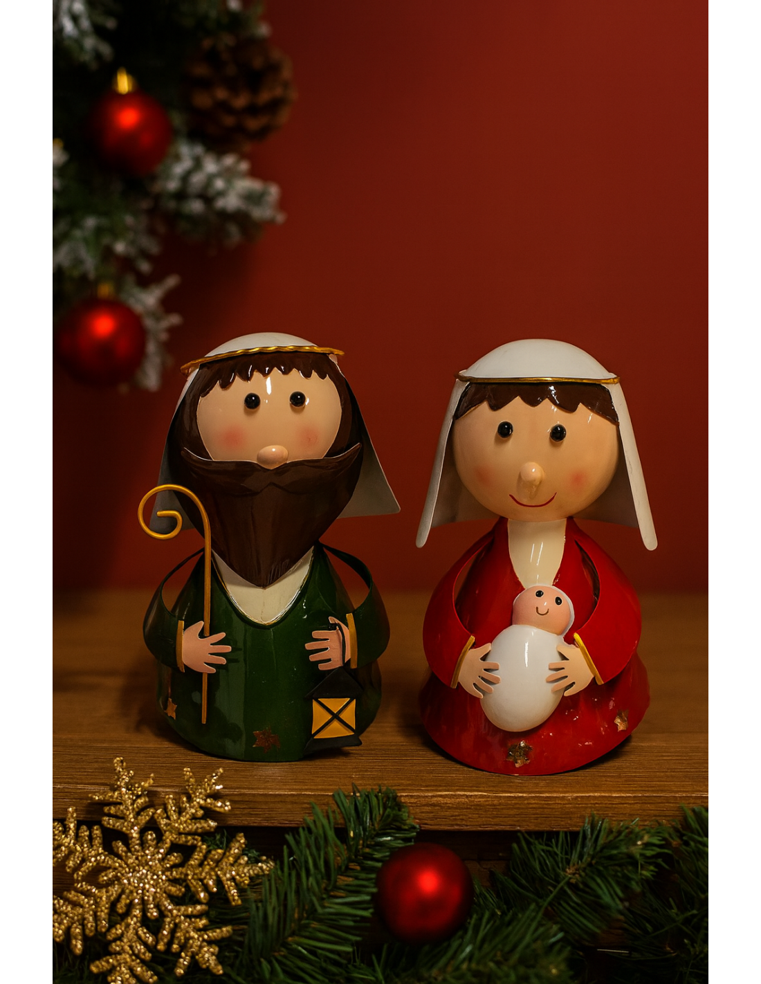 OGGETTISTICA NATALE: vendita online Natività di Natale 2pz Latta 17cm, Presepe Natalizio, Statuine Decorative, La magia di Na...