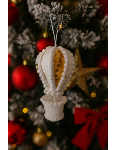 SFERE E PENDAGLI: vendita online Pendente di Natale Mongolfiera Bianco con Paillettes 13cm, Decorazioni Natalizie, Addobbi, L... 2