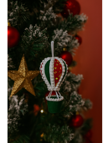 SFERE E PENDAGLI: vendita online Pendente di Natale Mongolfiera Verde con Paillettes 13cm, Decorazioni Natalizie, Addobbi, La...