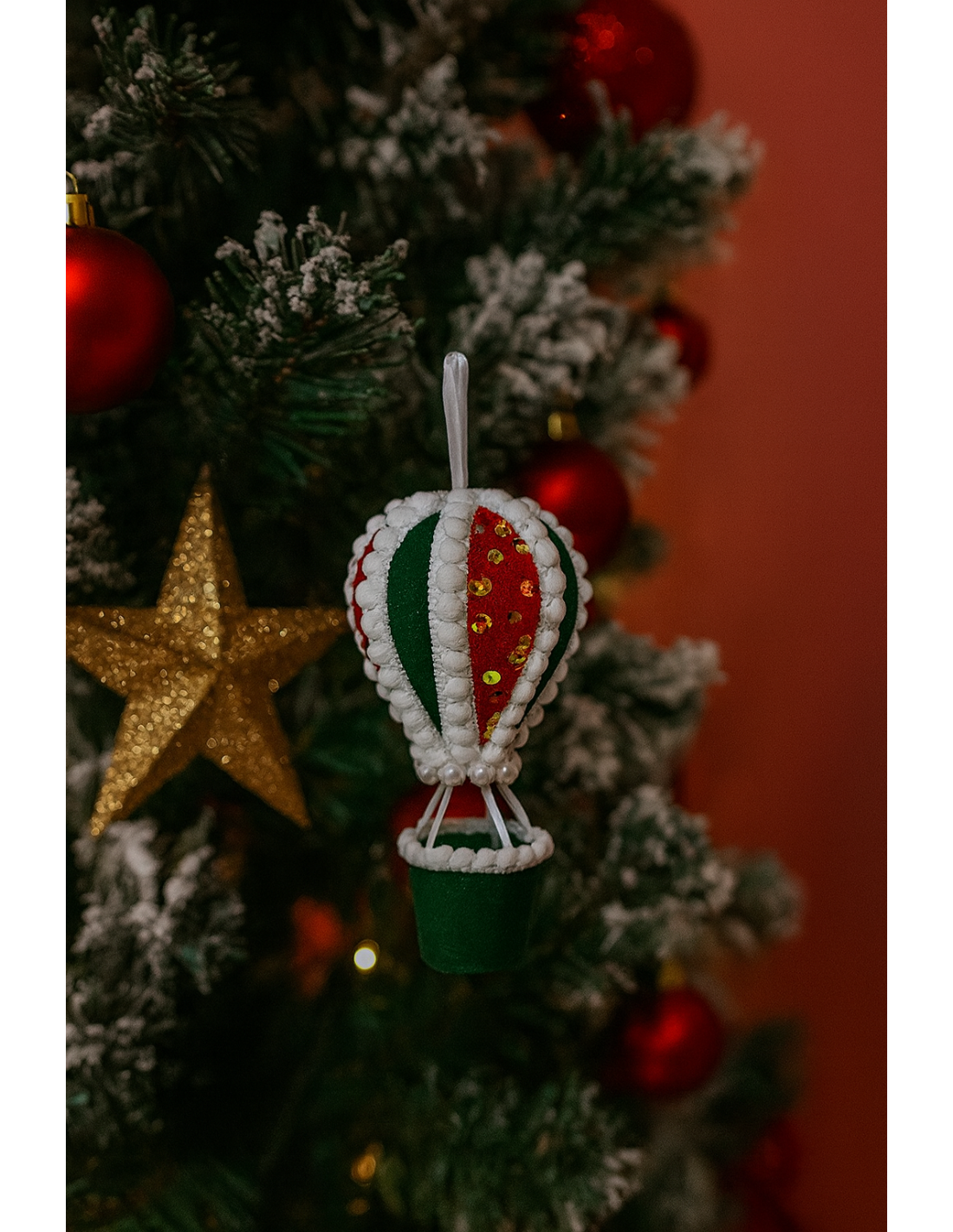 SFERE E PENDAGLI: vendita online Pendente di Natale Mongolfiera Verde con Paillettes 13cm, Decorazioni Natalizie, Addobbi, La...