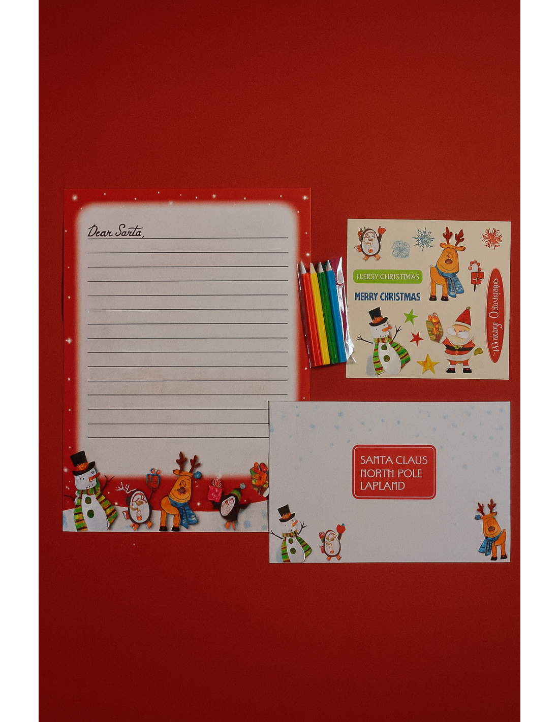 BUSTE E CARTE DA REGALO: vendita online Letterina di Natale per Babbo Natale con 4 Colori e Sticker, Set Scrittura Natalizio,...