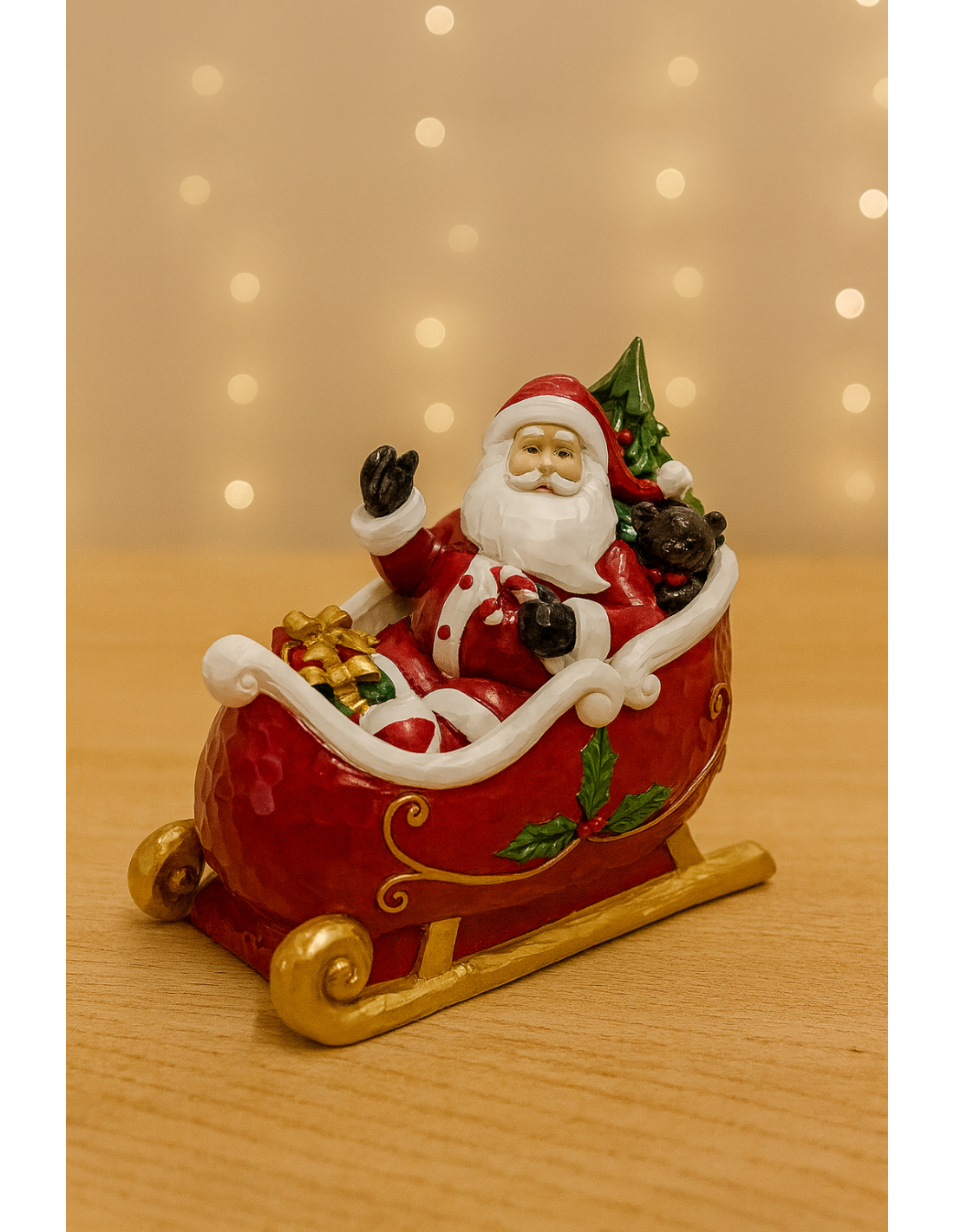 OGGETTISTICA NATALE: vendita online Babbo Natale su Slitta Natalizia 13cm, Statuina Decorativa, Addobbi Natalizi, La magia di...