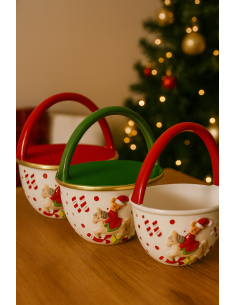 PORCELLANE: vendita online Barattolo Cesto di Natale in Ceramica 20cm, Decoro Cavalluccio Assortito, Contenitori, La magia di...