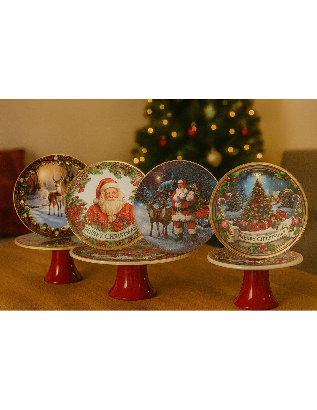 OGGETTISTICA NATALE: vendita online Alzata di Natale in Plastica D29cm, Decoro Natalizio Assortito, Porta Dolci e Torte, La m...