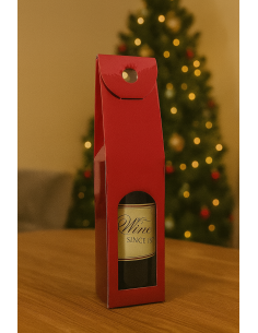 BUSTE E CARTE DA REGALO: vendita online Box Portabottiglia di Natale Rosso Metallizzato, Confezione Regalo Vino, Accessori Na... 2