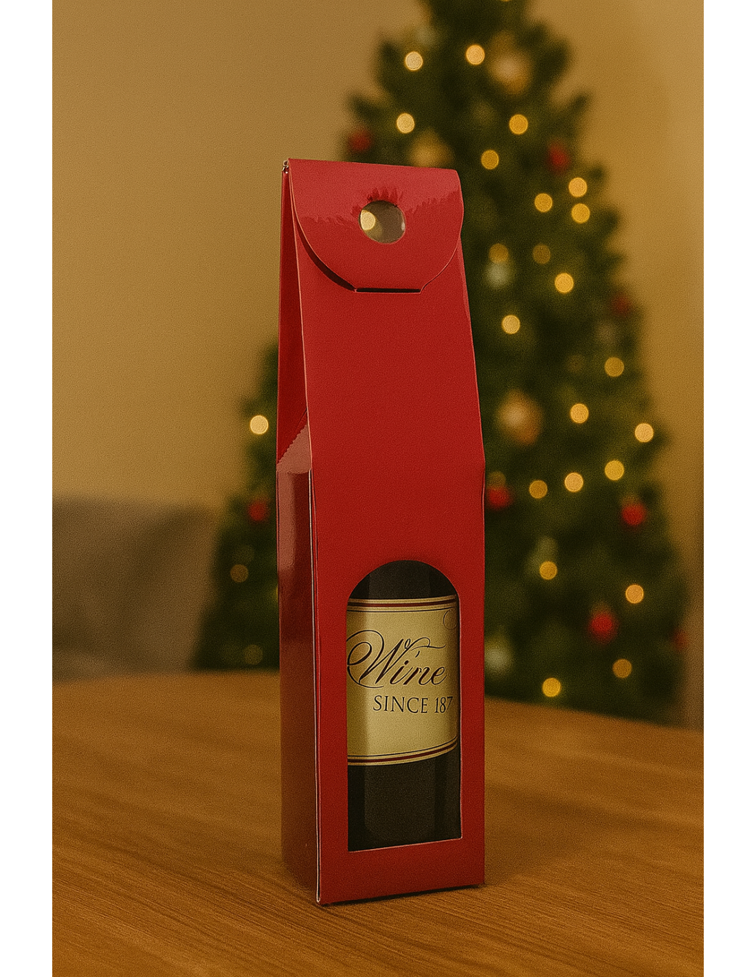 BUSTE E CARTE DA REGALO: vendita online Box Portabottiglia di Natale Rosso Metallizzato, Confezione Regalo Vino, Accessori Na...