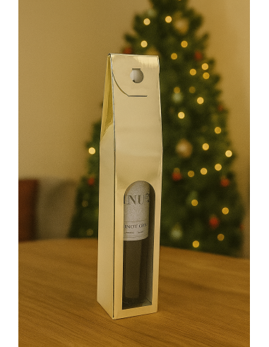 BUSTE E CARTE DA REGALO: vendita online Box Portabottiglia di Natale Oro Metallizzato, Confezione Regalo Vino, Accessori Nata...