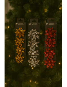 BUSTE E CARTE DA REGALO: vendita online Set 4 Coccarde Lucide di Natale 6cm Assortite, Fiocchi Regalo, La magia di Natale per...