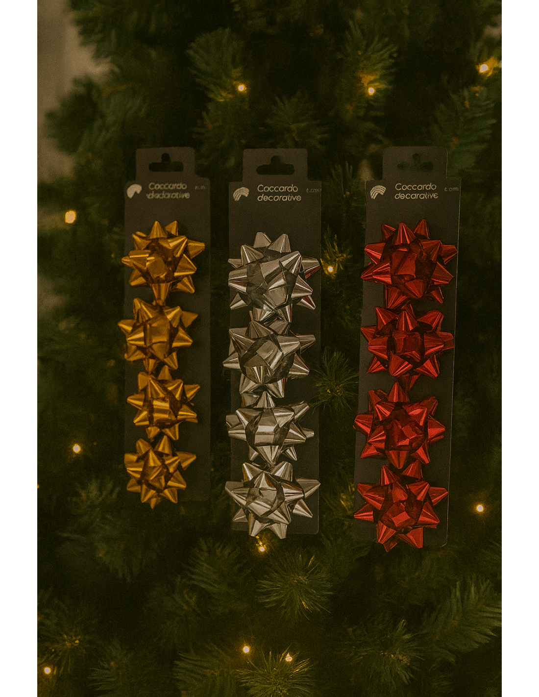 BUSTE E CARTE DA REGALO: vendita online Set 4 Coccarde Lucide di Natale 6cm Assortite, Fiocchi Regalo, La magia di Natale per...