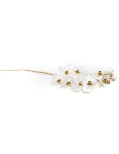 RAMO DORATO CON ORCHIDEA BIANCA 120CM