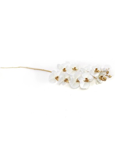 RAMO DORATO CON ORCHIDEA BIANCA 120CM