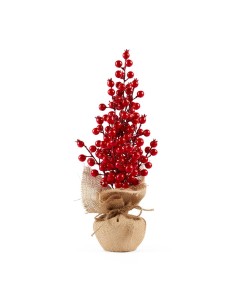 ALBERO DI BACCHE ROSSE H42CM POLISTIROLO/PLASTICA
