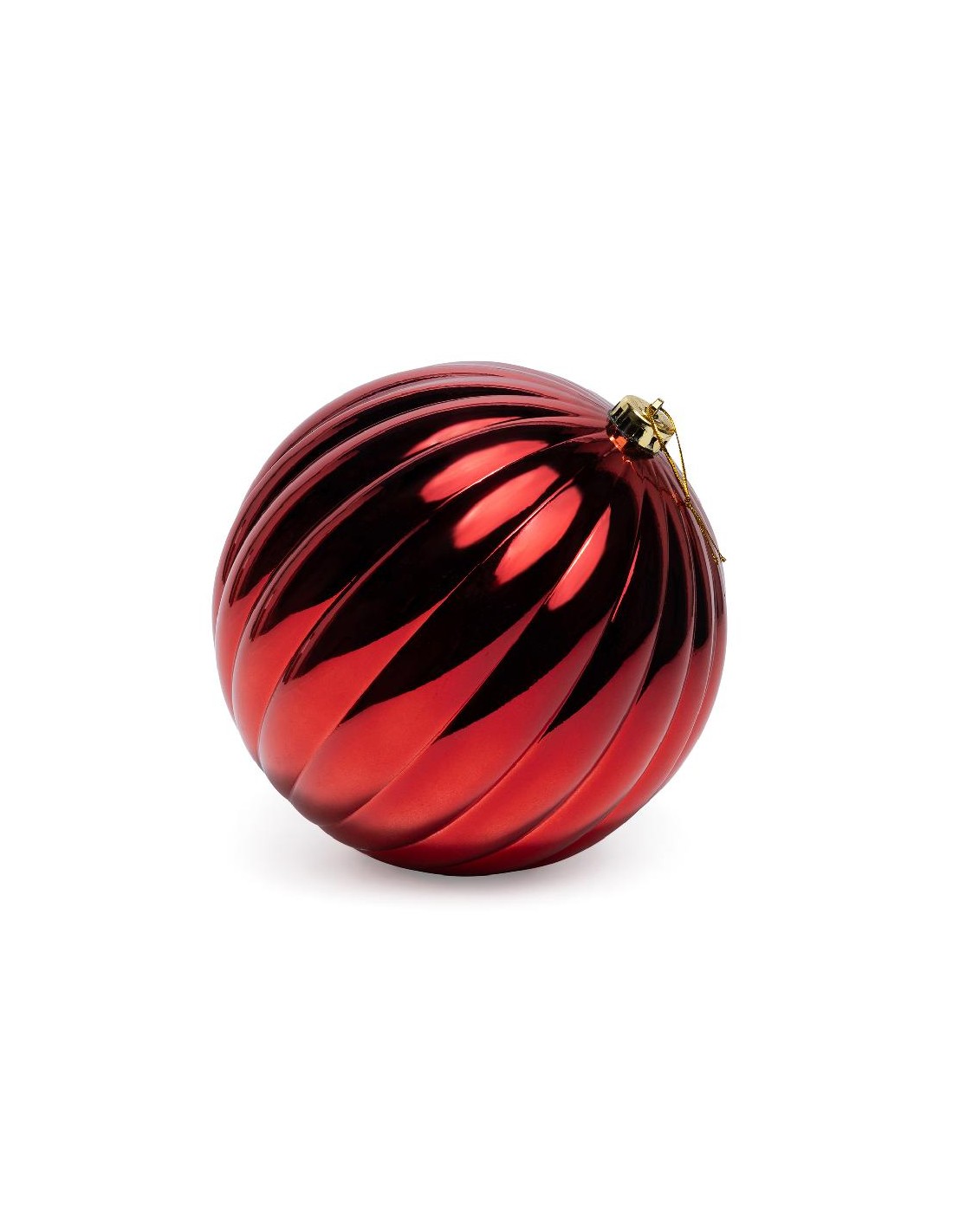 SFERA STRIATA ROSSA LUCIDA 20CM PLASTICA
