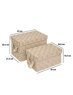 SET 2 CONTENITORI 213343B LISE BEIGE POLIESTERE/METALLO