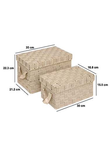 Set 2 Contenitori Lise Beige – Poliestere e Metallo | Shopincasa.it