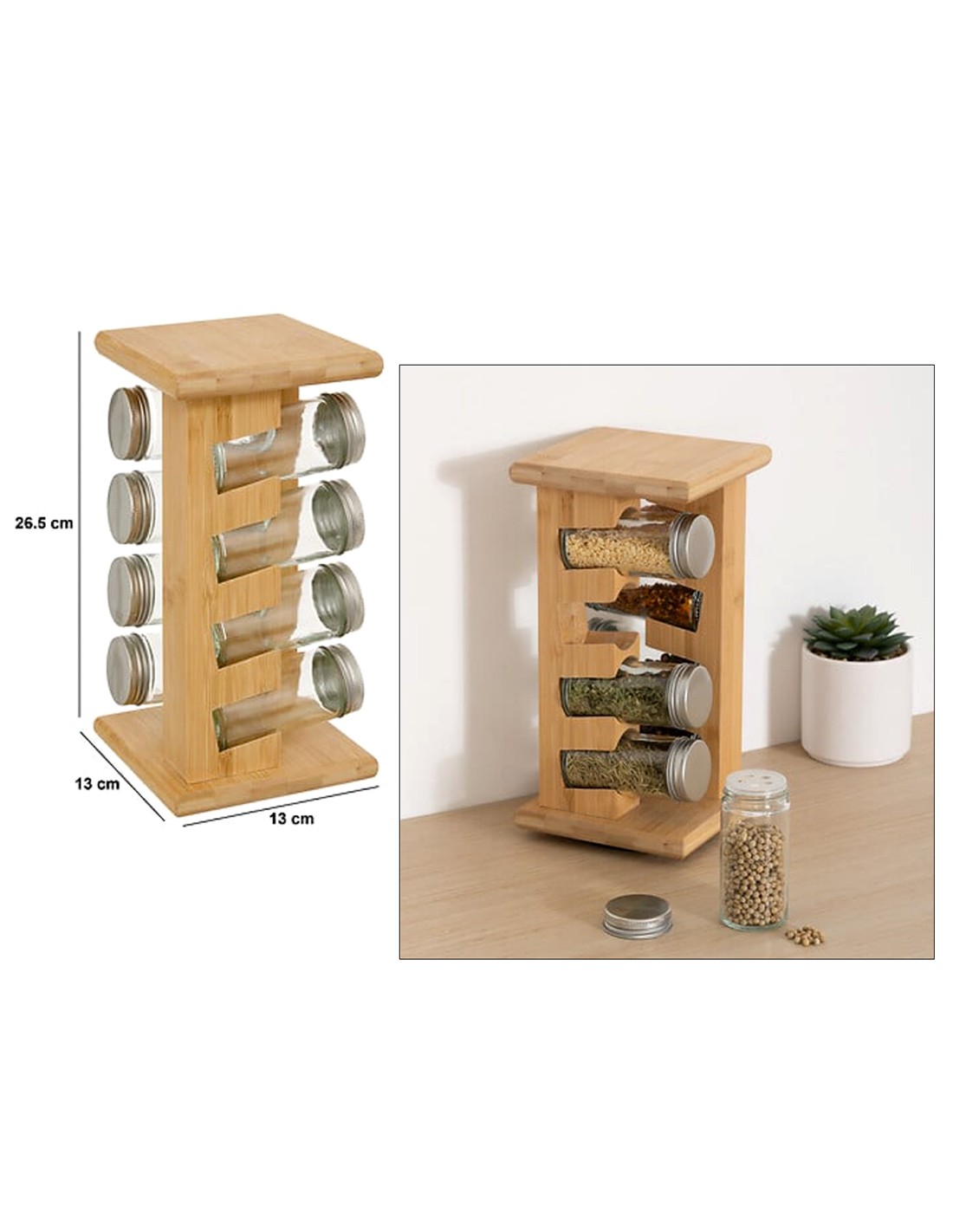 5five – Portaspezie per 8 Barattoli in Bambù | Shopincasa.it