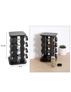 Portaspezie Rotante con 12 Barattoli – Nero | Shopincasa.it