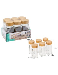 Set 6 Barattoli per Spezie in Vetro con Coperchio in Bambù | Shopincasa.it