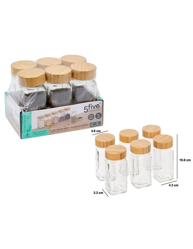 Set 6 Barattoli per Spezie in Vetro con Coperchio in Bambù | Shopincasa.it